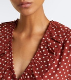 Prada Polka-dot ruffled silk midi dress