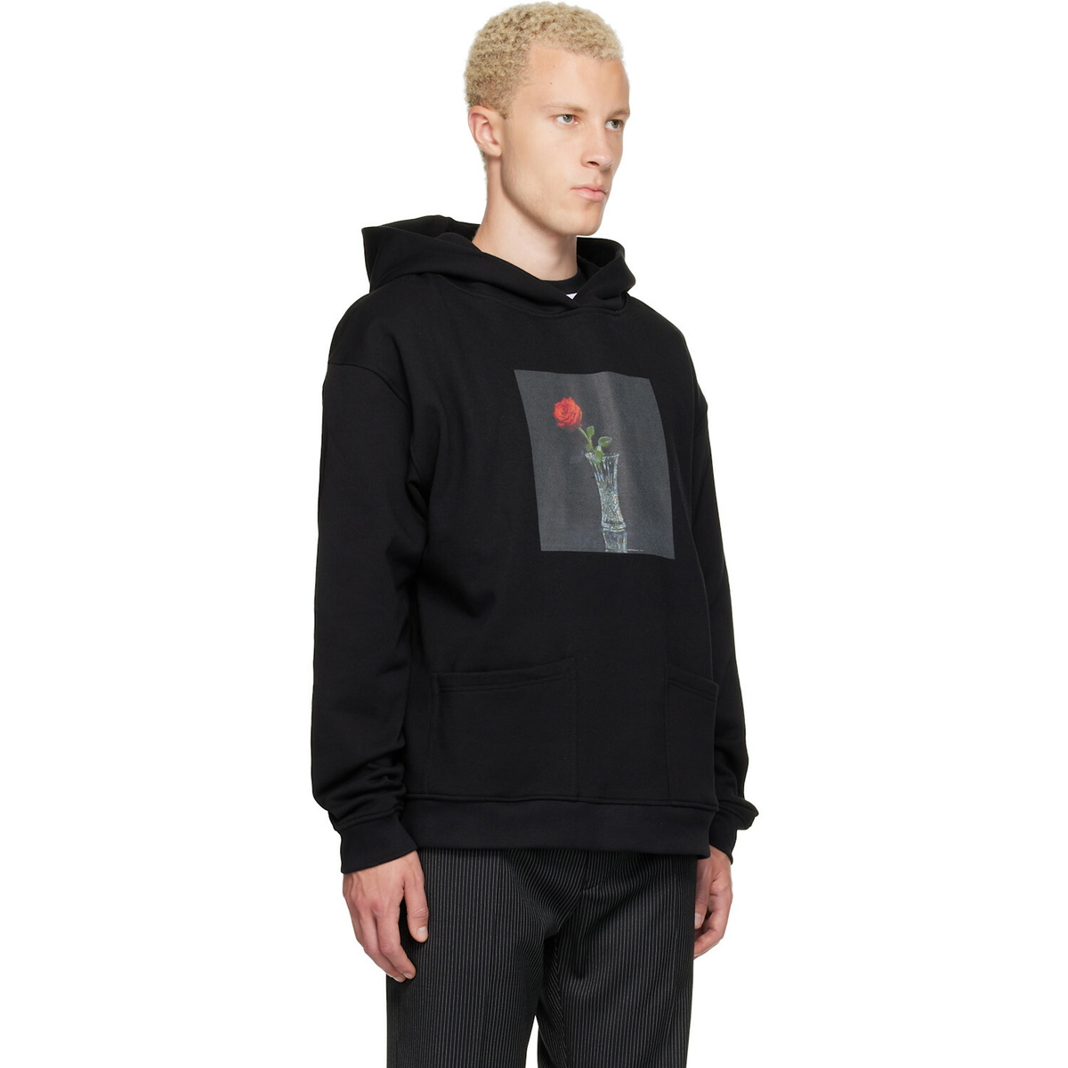 Ernest W. Baker Black Rose Print Hoodie