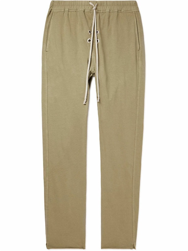 Photo: DRKSHDW by Rick Owens - Berlin Eyelet-Embellished Cotton-Jersey Drawstring Trousers - Green