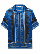 Off-White - Camp-Collar Printed Satin-Twill Shirt - Blue