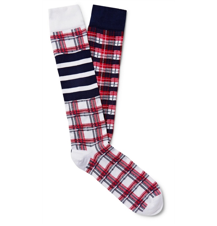 Photo: Thom Browne - Striped Checked Cotton Socks - Multi