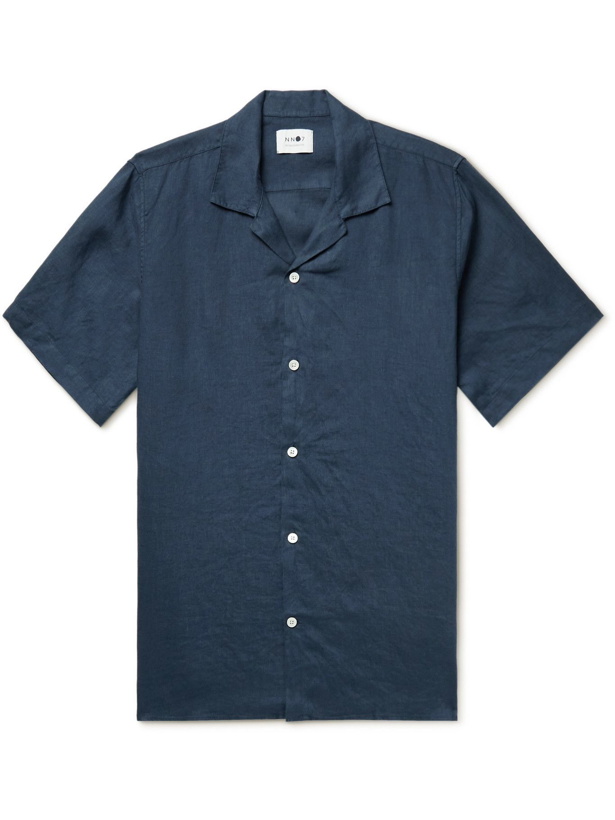 Photo: NN07 - Miyagi Camp-Collar Linen Shirt - Blue