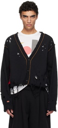 doublet Black Recycle Denim Yarn Cardigan