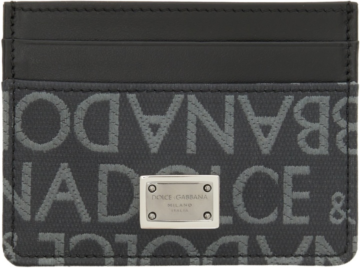 Photo: Dolce&Gabbana Black Coated Jacquard Card Holder