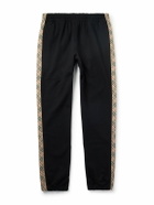 Burberry - Tapered Logo-Embroidered Checked Cotton-Jersey Sweatpants - Black