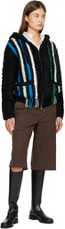 Andersson Bell Black Reverse Stripe Knit Hoodie