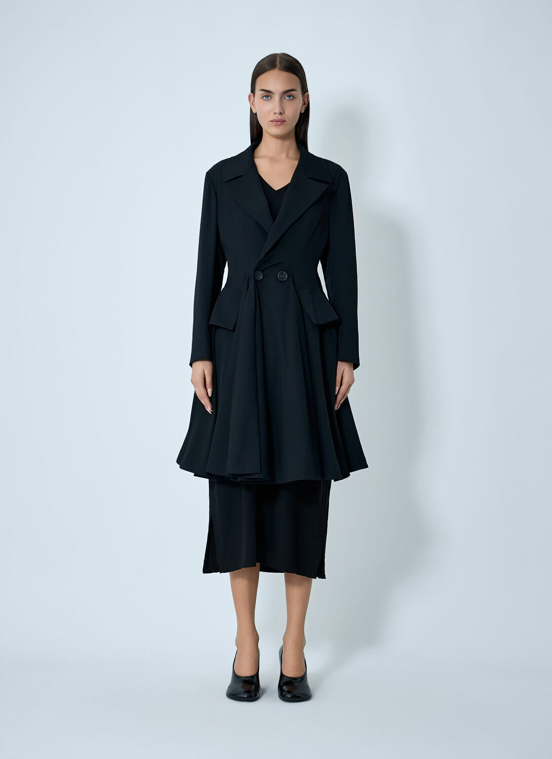 Yohji Yamamoto Paneled Flare Coat