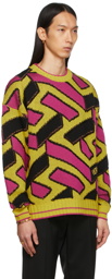 Versace Yellow & Pink La Greca Sweater