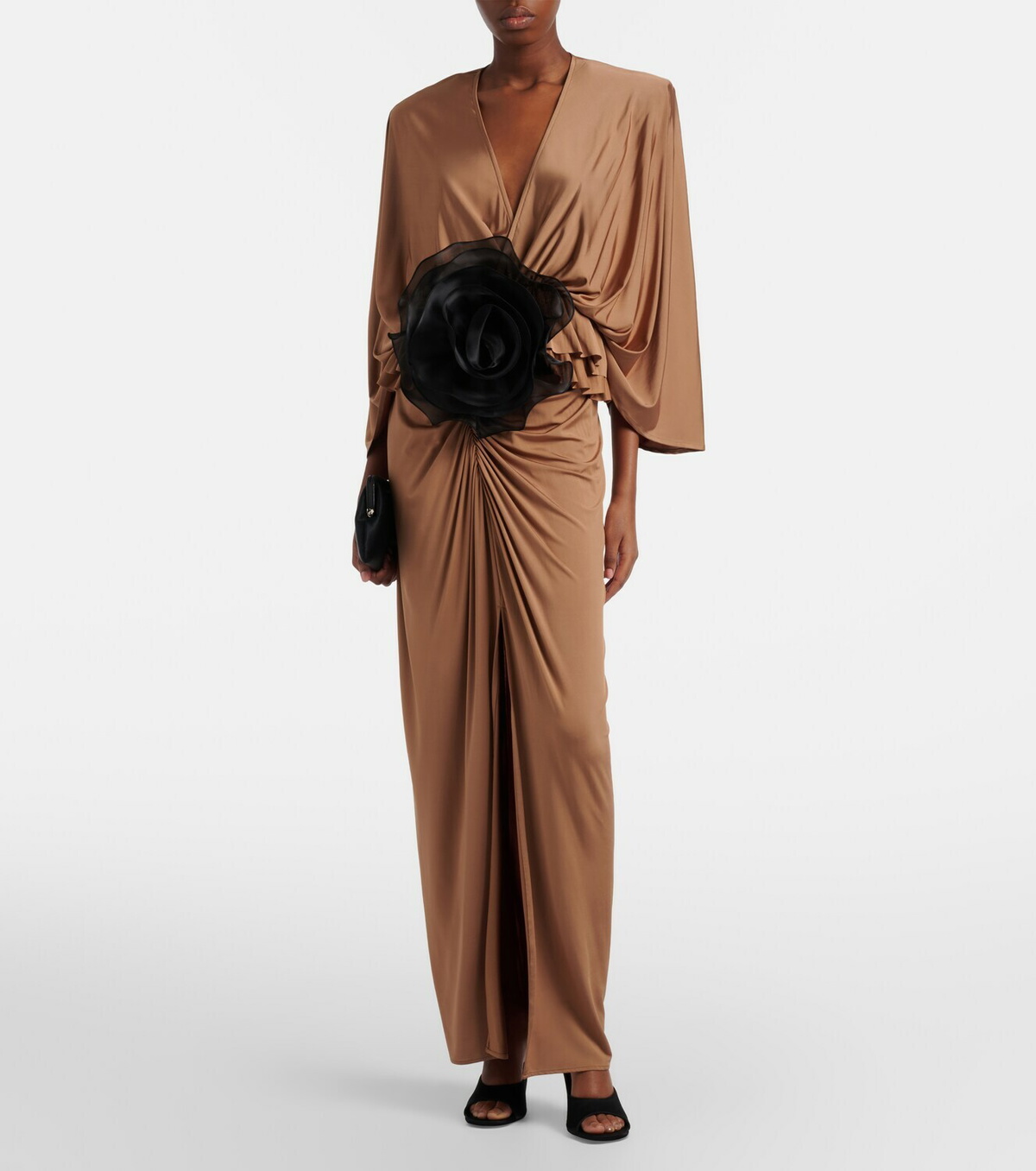 Jacques Wei Floral-appliqué jersey maxi dress