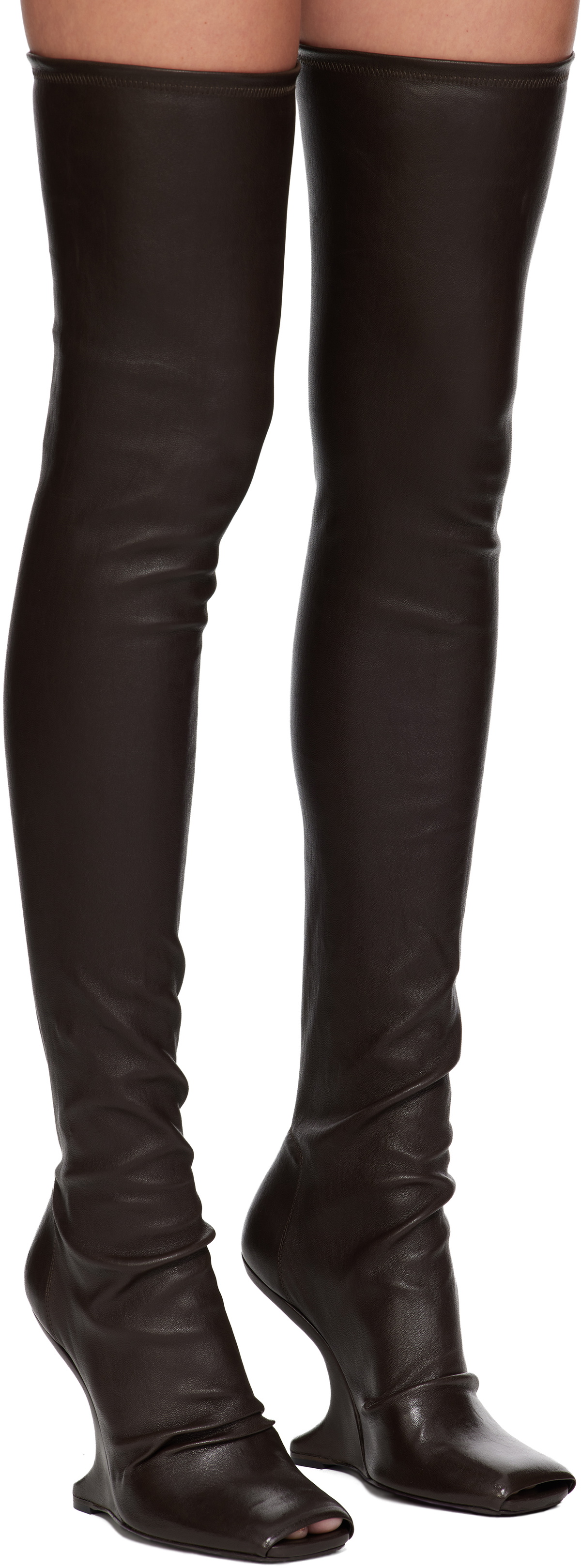 Rick Owens Lilies Brown Concordians Cantilever 11 Tall Boots