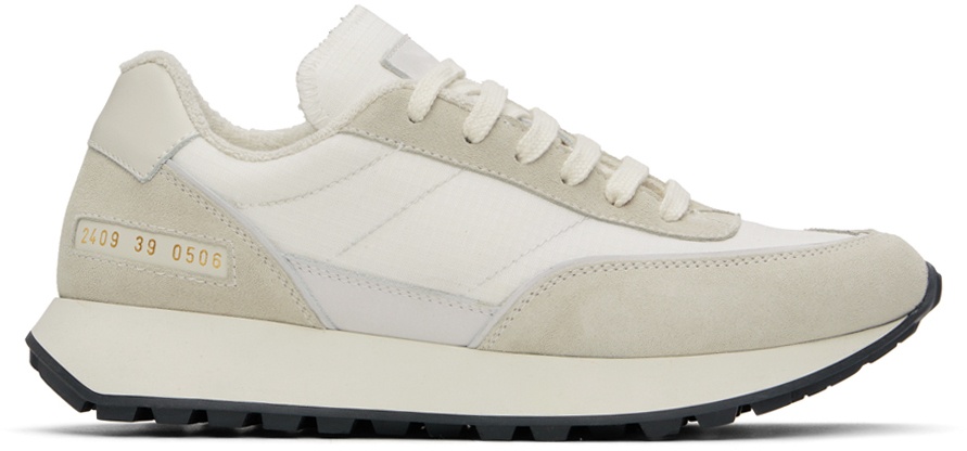 Photo: Common Projects White & Beige Track Classic Sneakers