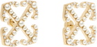 Off-White Gold Arrow Pearl Earrings