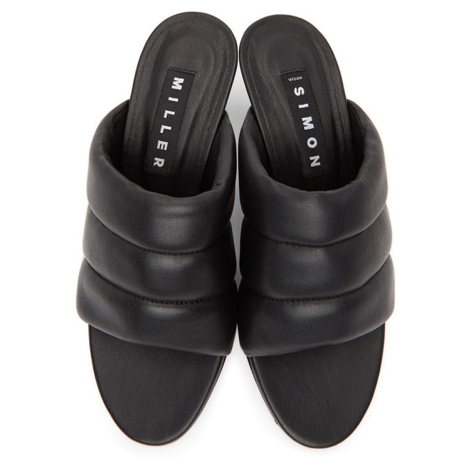 Simon Miller Black Vegan Leather Tee Heel Sandals