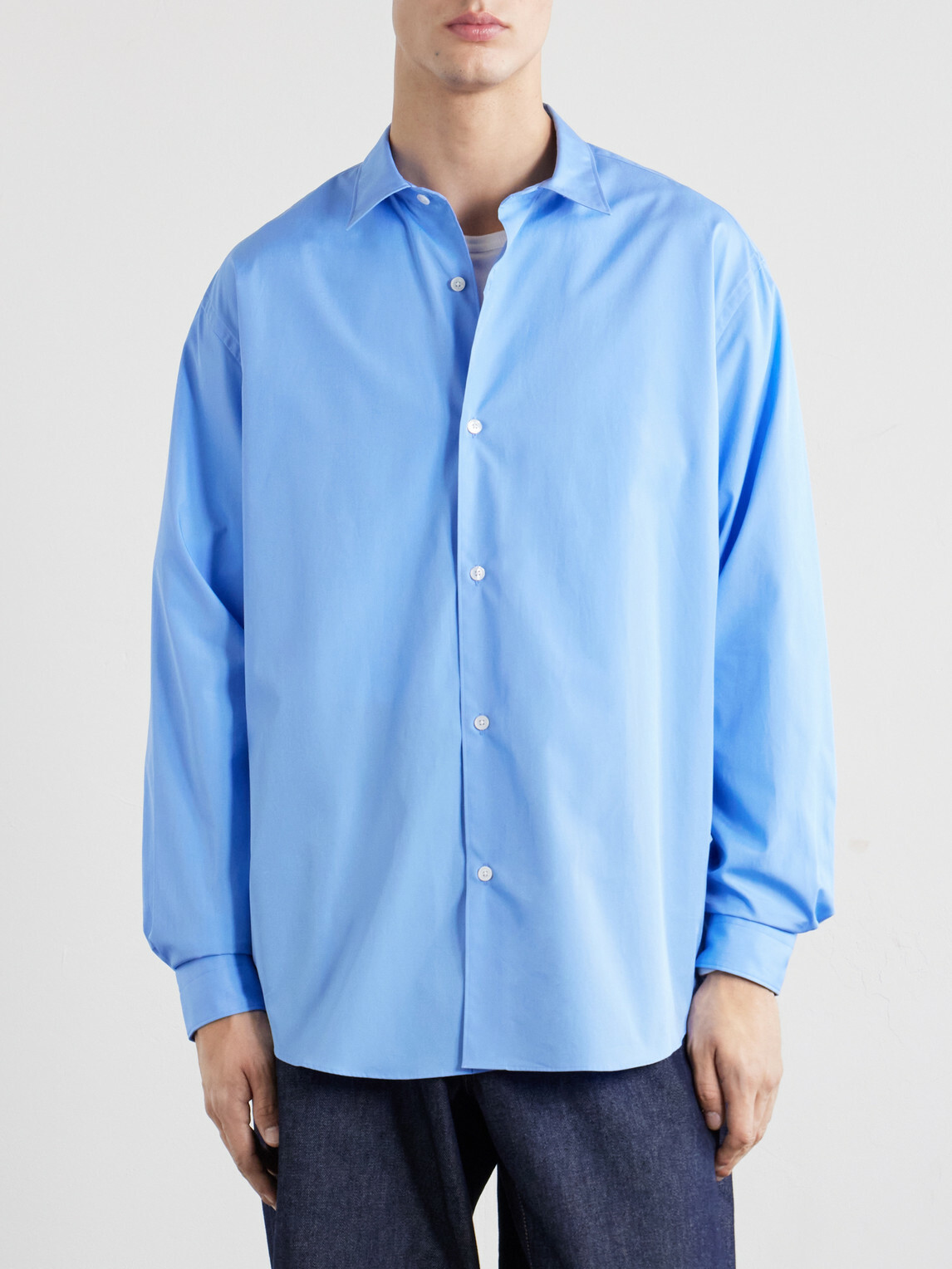 A.PRESSE - Cotton-Poplin Shirt - Blue