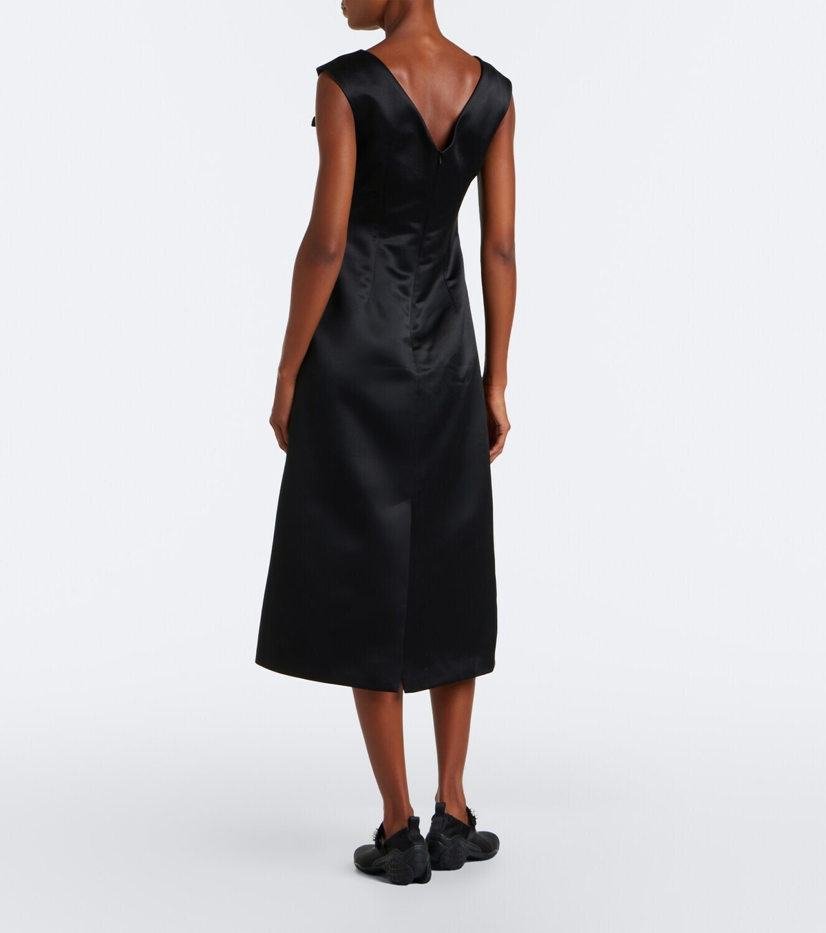 Simone Rocha Floral-appliqué satin midi dress