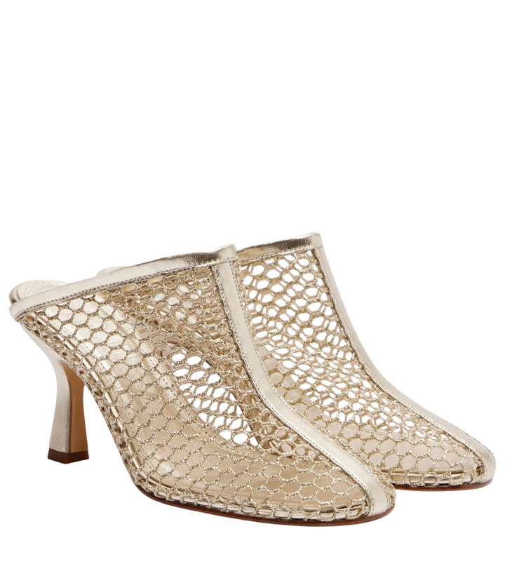 Photo: Souliers Martinez Giulia leather-trimmed fishnet mules