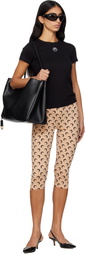 Marine Serre Beige Recycled Moon Jersey Capri Leggings