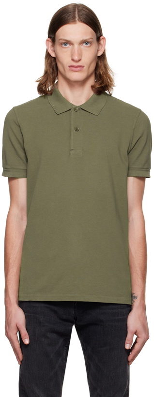 Photo: TOM FORD Khaki Ribbed Polo