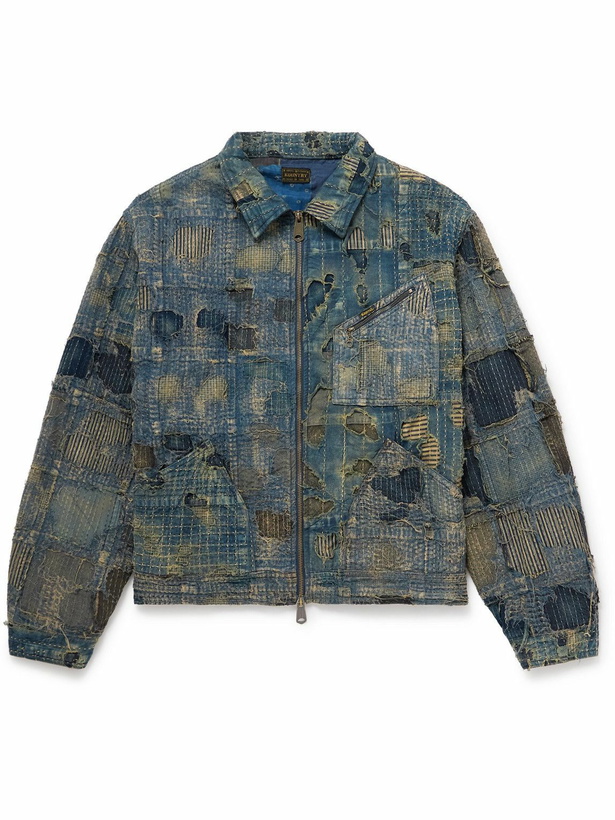 Photo: KAPITAL - Boro Distressed Patchwork Denim Jacket - Blue