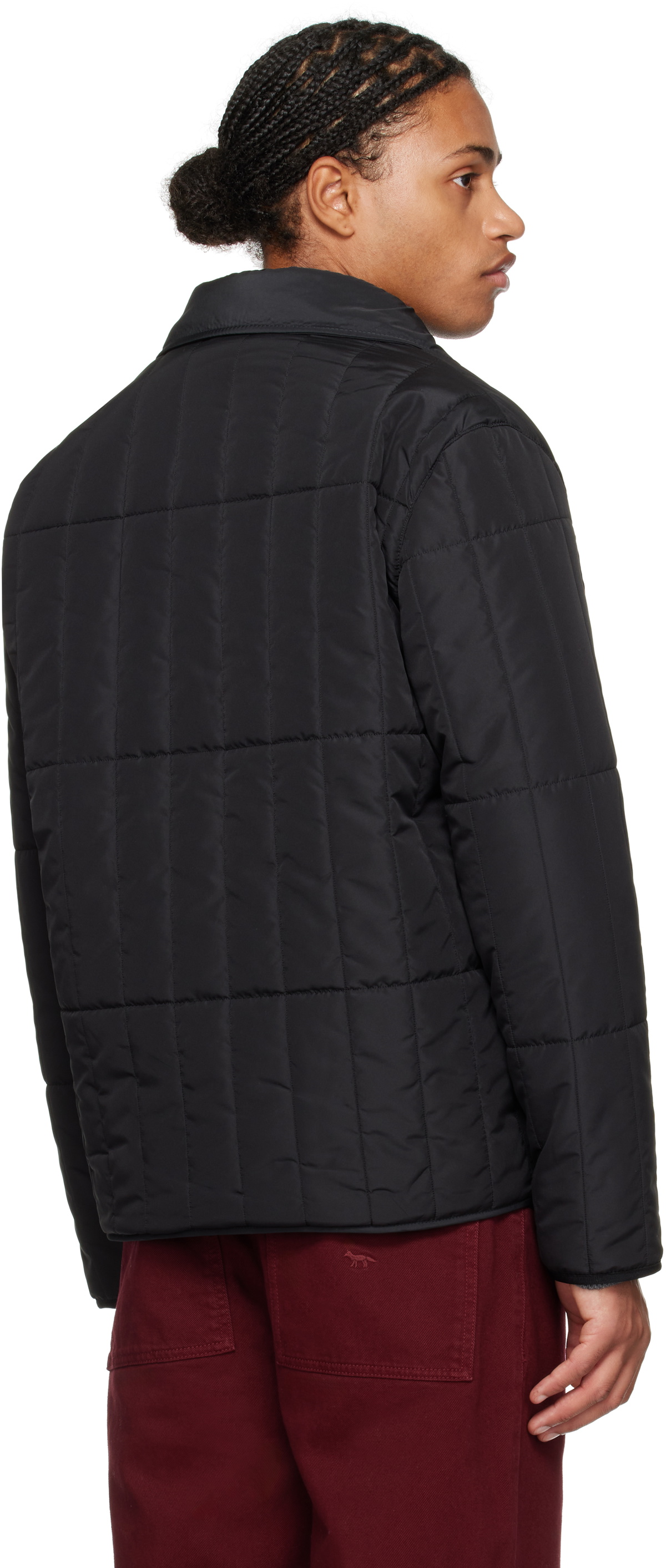 Maison Kitsuné Black Quilted Blouson Jacket Maison Kitsune