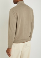 Canali Panelled Suede and Ribbed-knit Jacket Stone