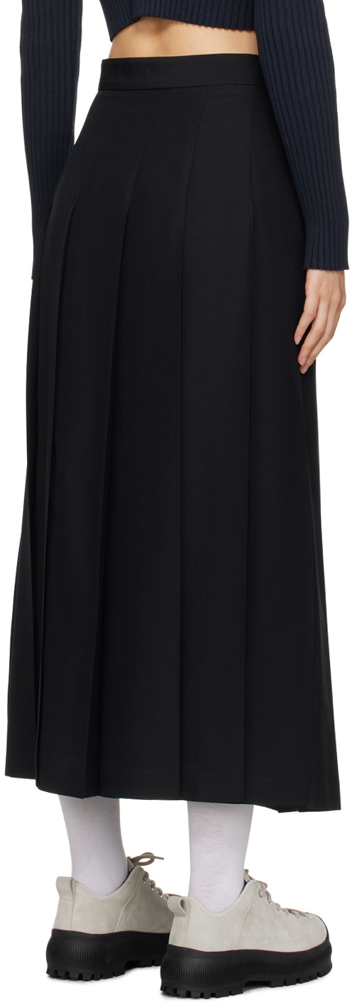 Black Pleated Midi Skirt 18198