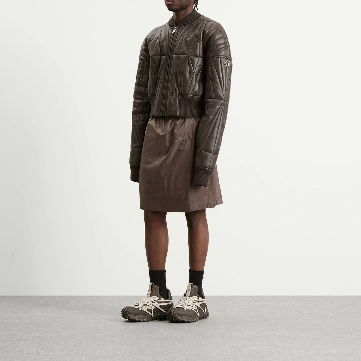 Rick Owens x Moncler Kiltshorts Drawstring Shorts in Dark Dust