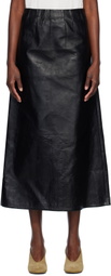 Marni Black A-Line Leather Maxi Skirt