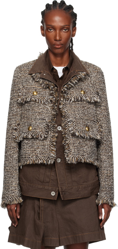 Photo: sacai Brown Tweed Denim Jacket