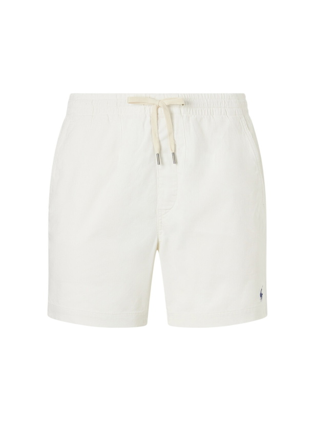 Photo: Polo Ralph Lauren - Straight-Leg Logo-Embroidered Cotton-Corduroy Drawstring Shorts - Neutrals