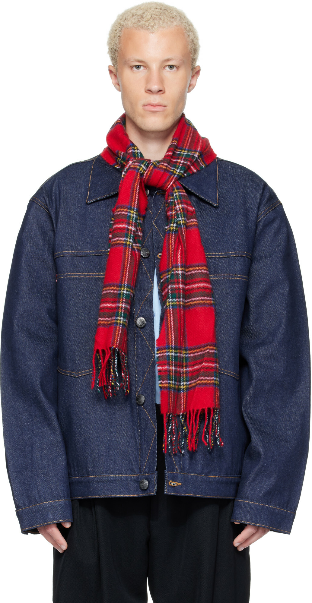 Charles Jeffrey LOVERBOY Navy Scarf Denim Jacket