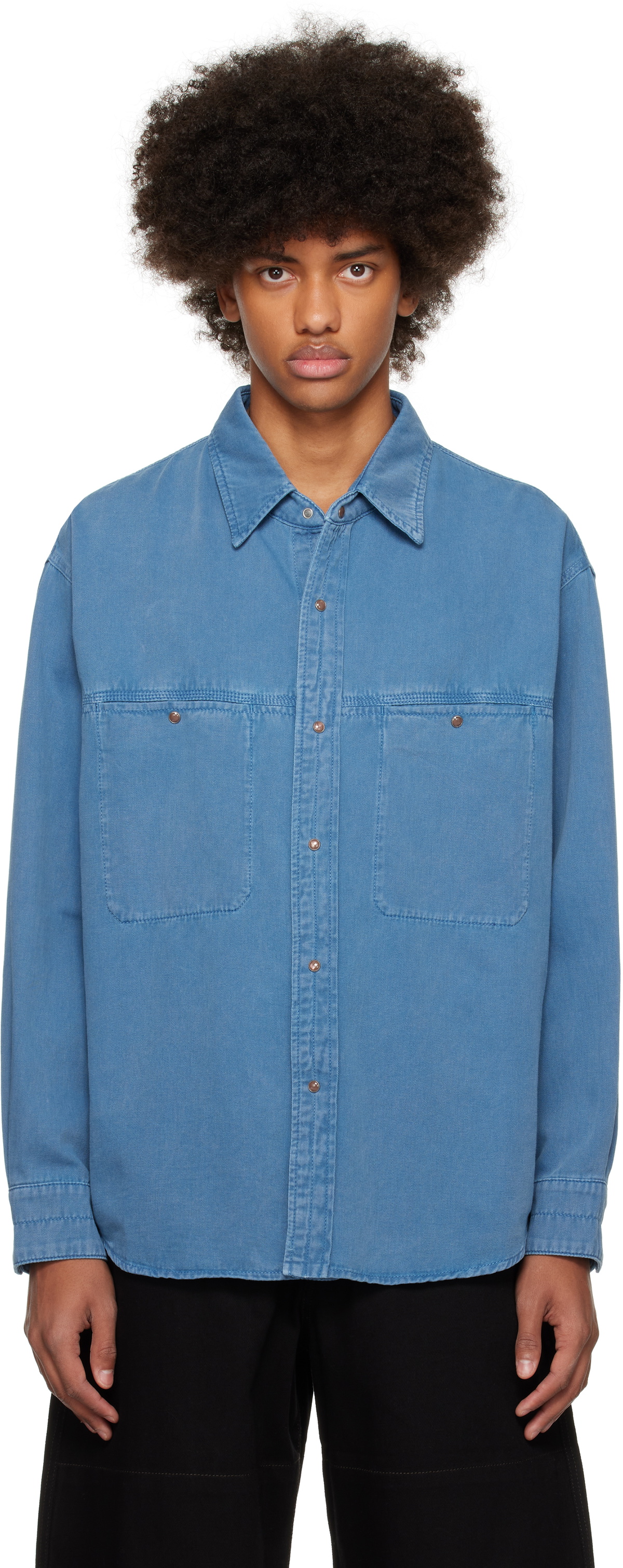 lemaireデニムシャツ44 denim shirts LEMAIRE Blue Snaps Denim Shirt Lemaire