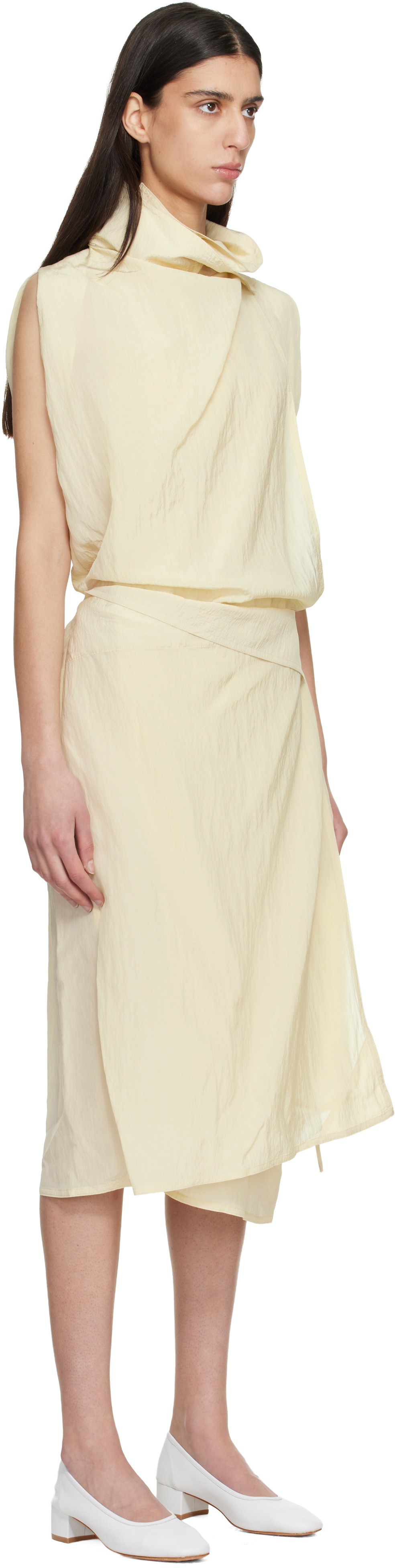 LE17SEPTEMBRE Off-White Celia Wrap Midi Dress