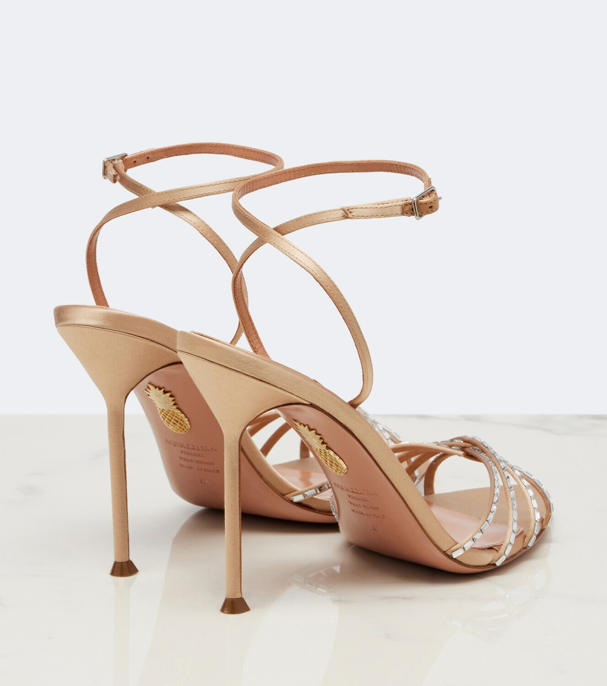 Aquazzura Tell Me Crystal satin sandals