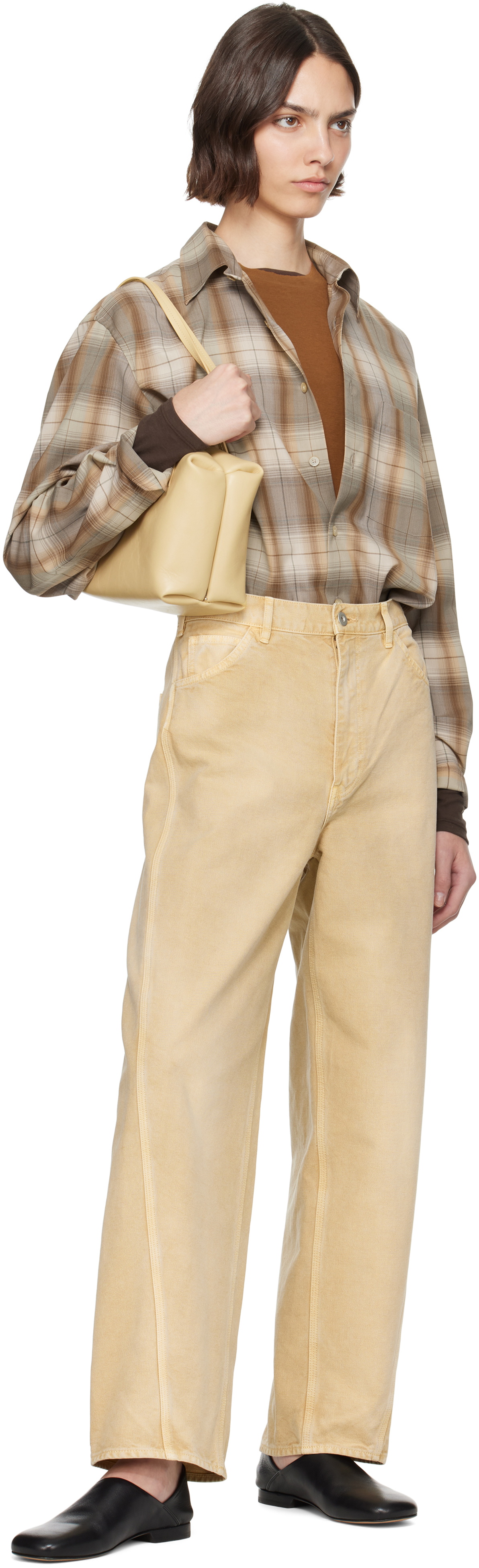 AURALEE Brown & Gray Super Light Wool Check Shirt