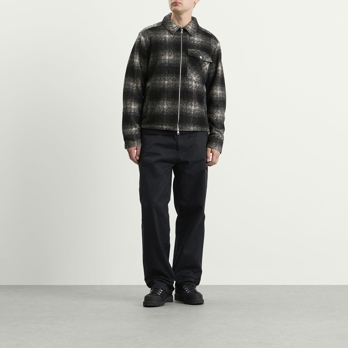 Moncler Men's Check Shirt Jacket in Black