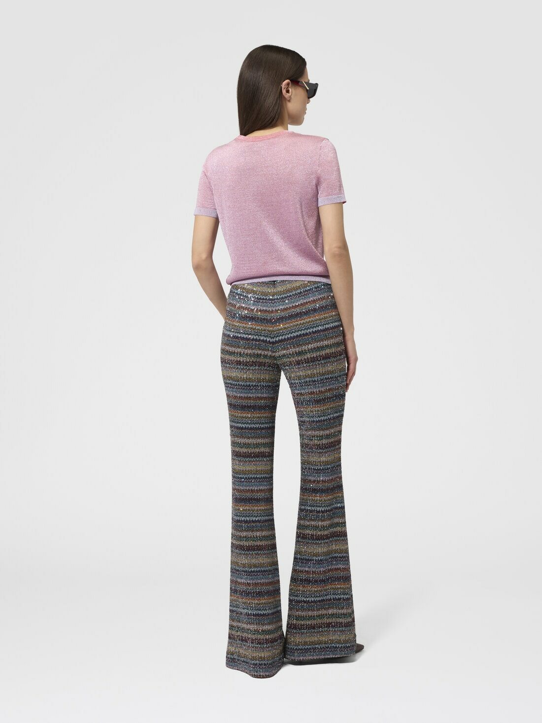Missoni - Flared trousers in textured knit, Women, Multicoloured