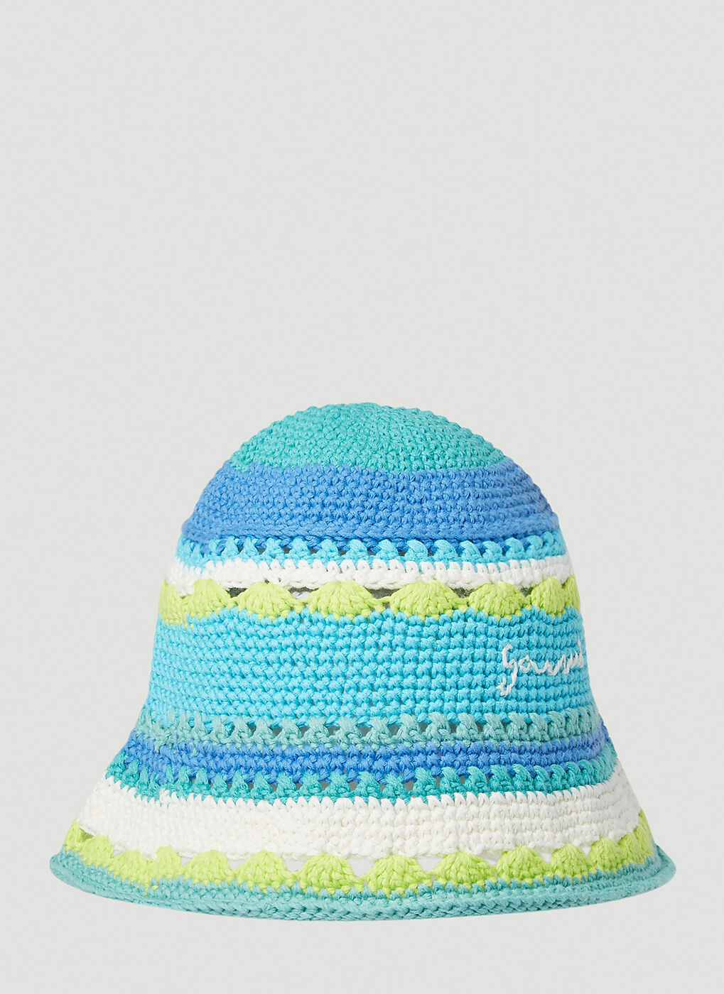 GANNI Crochet Bucket Hat in Blue GANNI