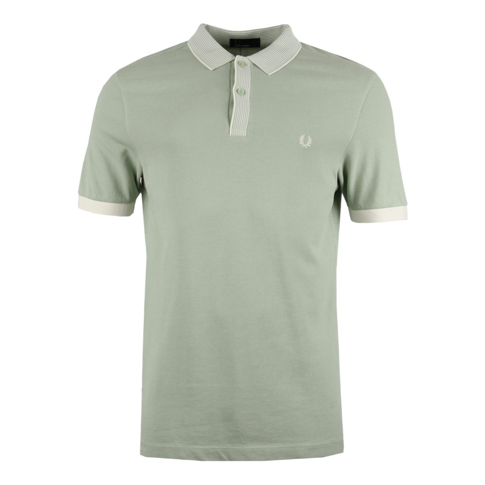 Stripe Collar Pique Polo - Mint