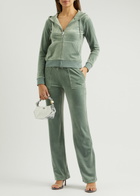 Juicy Couture Del Ray Logo Velour Sweatpants Green