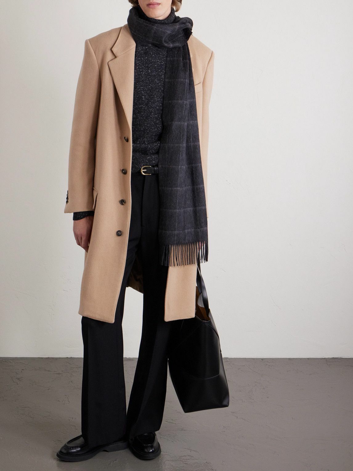 Dunhill - Fringed Checked Cashmere Scarf