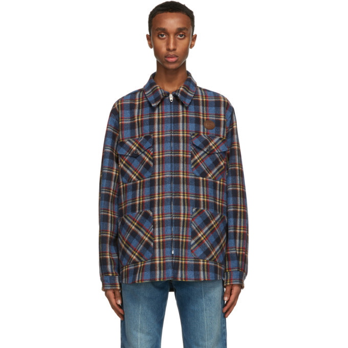 Photo: Gucci Blue Check Tiger Patch Jacket