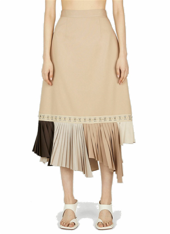 Photo: rokh - Hook And Eye Tape Pleat Skirt in Beige