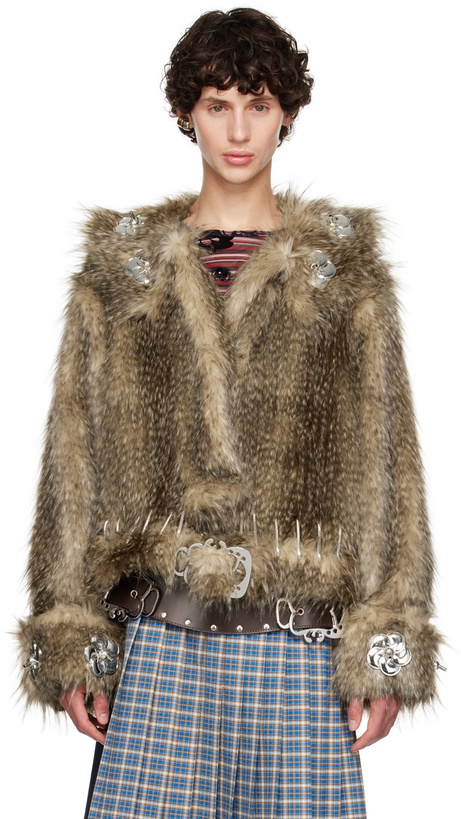 Photo: Chopova Lowena Brown Queenie Faux-Fur Jacket