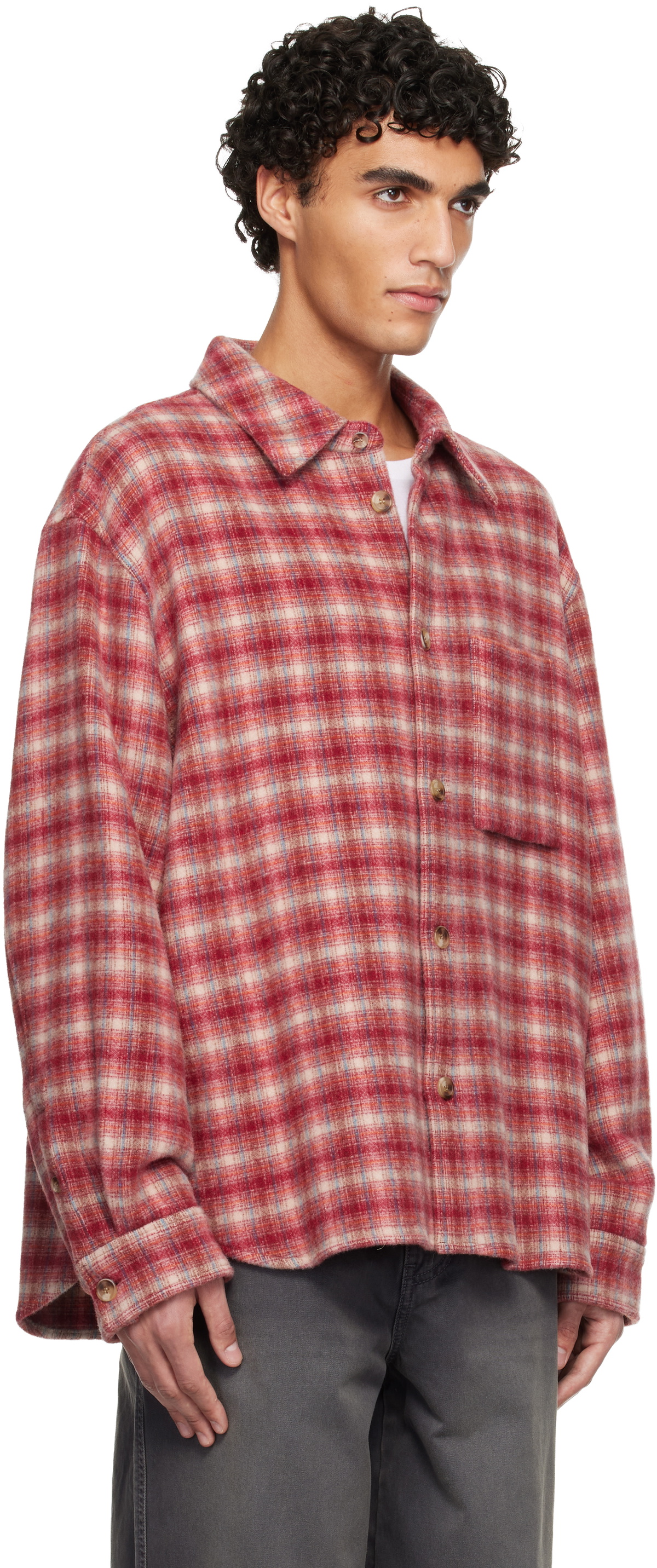 Solid Homme Red Flannel Overshirt