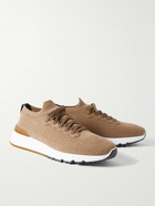 Brunello Cucinelli - Stretch-Knit Sneakers - Brown