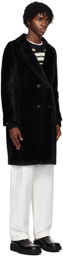 Max Mara Black Double-Breasted Faux-Fur Coat