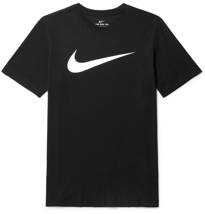 Photo: NIKE - Logo-Print Cotton-Blend Jersey T-Shirt - Black