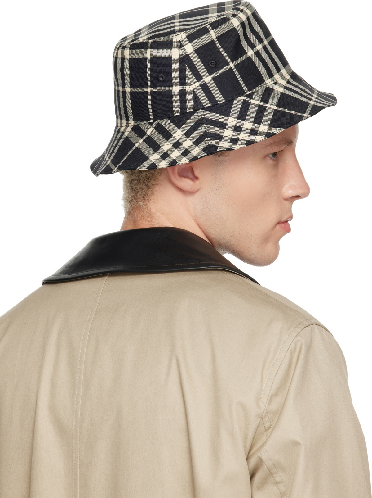 Burberry Black Check Cotton Bucket Hat