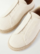 Zegna - Triple Stitch™ Leather-Trimmed Canvas Slip-On Sneakers - Neutrals